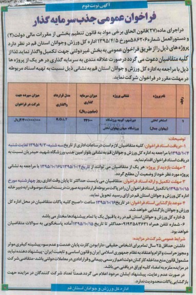 فراخوان عمومی جذب سرمایه گذار نوبت دوم
