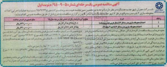 مناقصه , مناقصه احداث محوطه سازی مدرسه