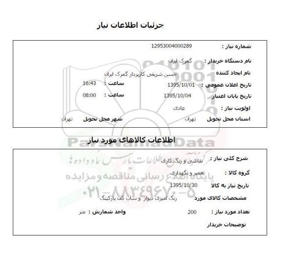 استعلام, استعلام نقاشی و رنگ کاری