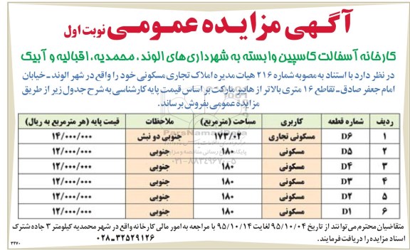 مزایده,مزایده املاک تجاری مسکونی