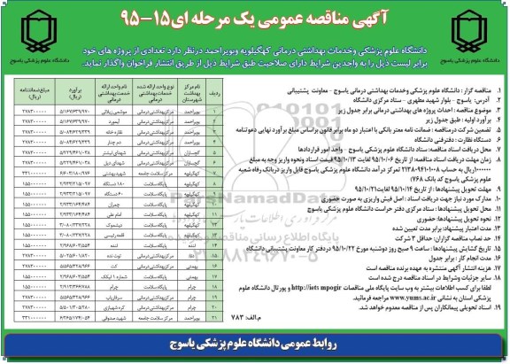 آگهی مناقصه عمومی یک مرحله ای , مناقصه احداث پروژه های بهداشتی درمانی