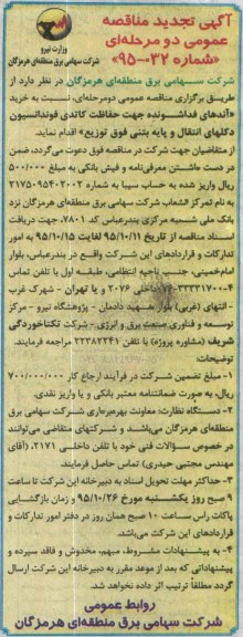 آگهی مناقصه عمومی, مناقصه خرید آندهای فداشونده جهت حفاظت کاتدی...تجدید