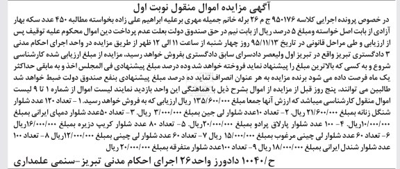 مزایده تعداد 120 عدد شلوار شنگل زنانه و ...