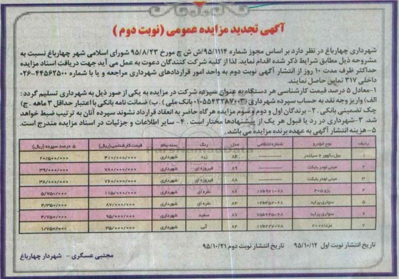آگهی تجدید مزایده عمومی ، مزایده فروش بیل بکهور 6 سیلندر.... تجدید نوبت دوم