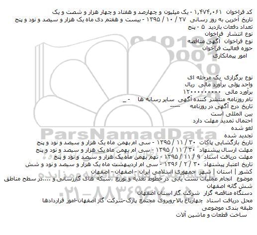 فراخوان , مناقصه انجام عملیات نشت یابی در خطوط تغذیه و توزیع ٬شبکه های گازرسانی و .... 