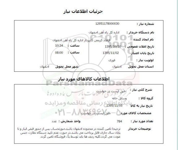 استعلام , استعلام وسایل خانه به تعداد 784 عدد