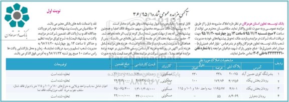 مزایده,مزایده واگذاری املاک به صورت نقدی کاربری مسکونی