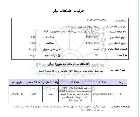 استعلام کود کامل سولوپتاس