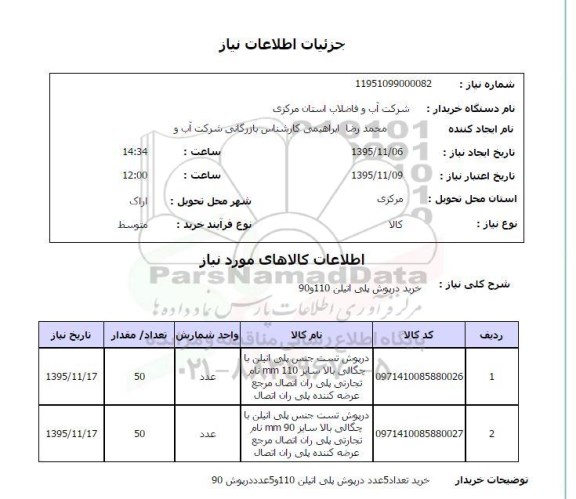 استعلام درپوش تست جنس پلی اتیلن
