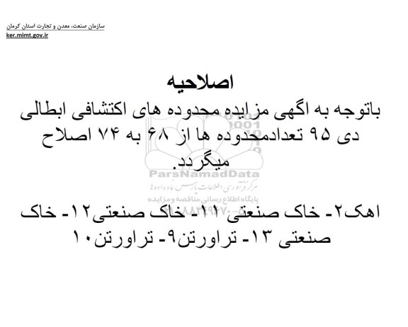 اصلاحیه مزایده ، مزایده محدوده های اکتشافی ابطالی