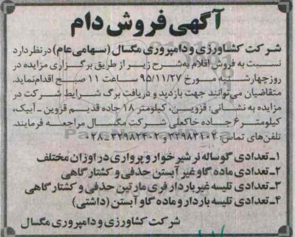 مزایده, مزایده فروش دام