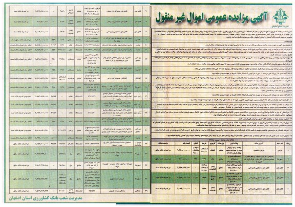 مزایده,مزایده عمومی اموال غیرمنقول به صورت نقدی