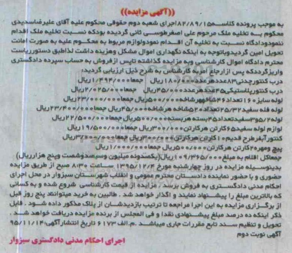 مزایده 83 عدد درب کنتور چدنی ...