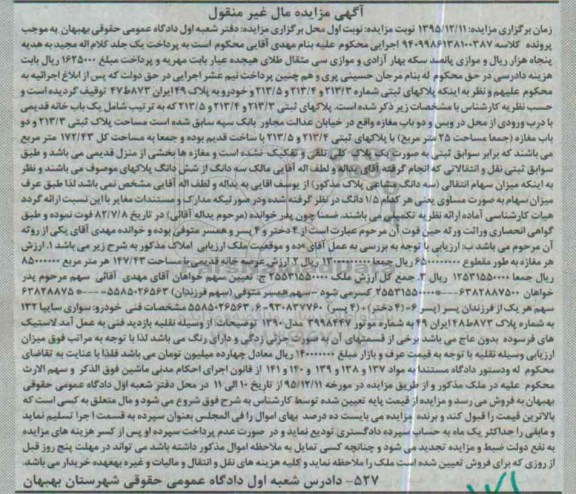 مزایده,مزایده پلاکهای ثبتی و خودرو سایپا