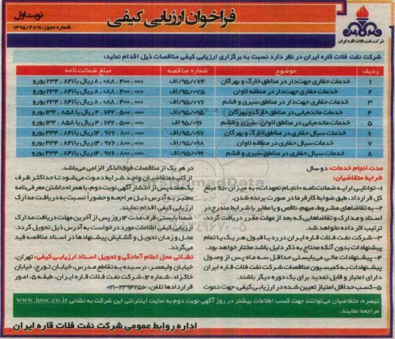 فراخوان خدمات حفاری جهت دار در مناطق