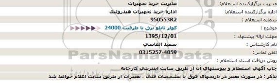 استعلام کولر تابلو برق با ظرفیت 24000 