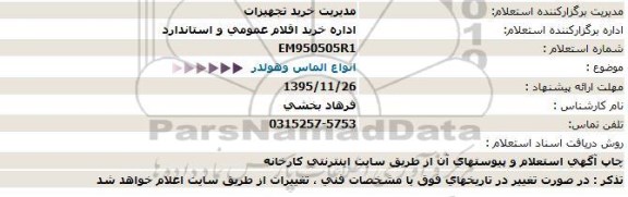 استعلام انواع الماس وهولدر
