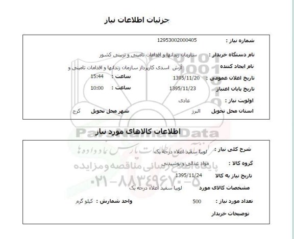 استعلام , استعلام لوبیا سفید اعلا درجه یک 