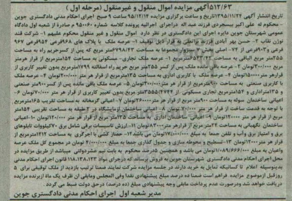 مزایده,مزایده عرصه ملک با پلاکهای فرعی مساحت کل 6798/43متر