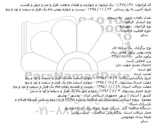 فراخوان نیرو رسانی توسعه اصلاح و بازسازی شبکه