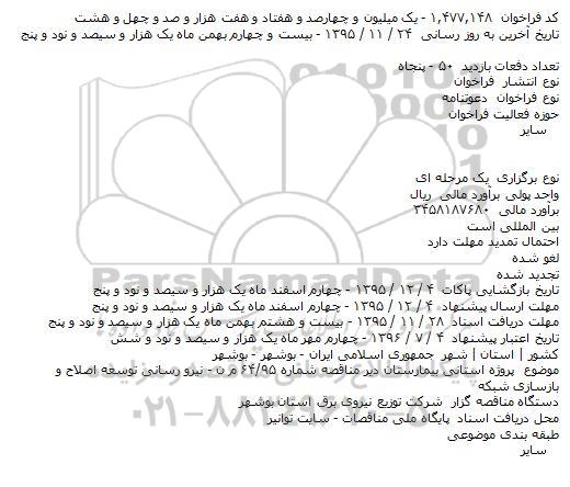 فراخوان  نیرو رسانی توسعه اصلاح و بازسازی شبکه