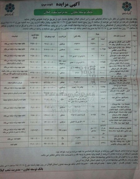 مزایده,مزایده واگذاری املاک تملیکی در استان گیلان نوبت دوم