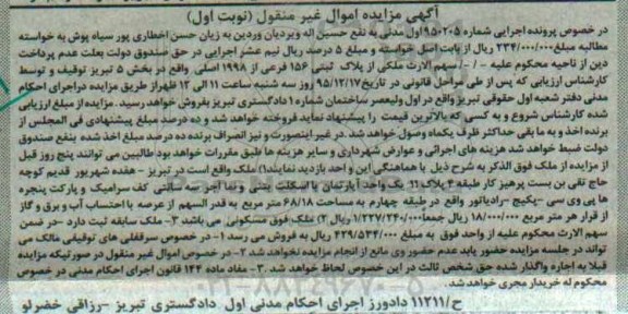 مزایده,مزایده پلاک ثبتی 156 فرعی از 1998 اصلی