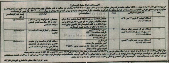 مزایده , مزایده فروش دستگاه گیوتین ... نوبت اول