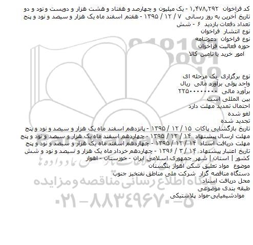 فراخوان مواد تعلیق شکن اهواز بنگستان