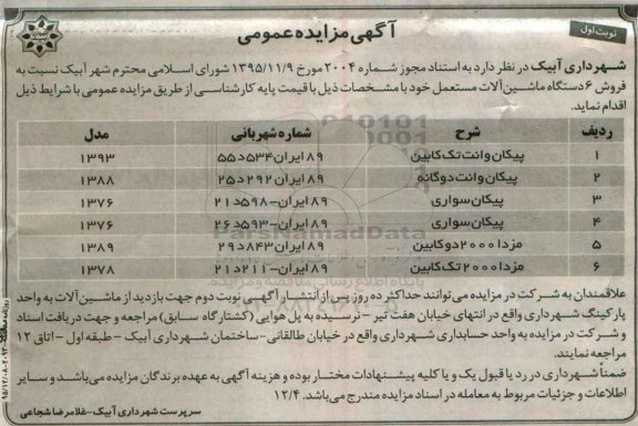 مزایده , مزایده فروش 6 دستگاه ماشین آلات مستعمل 