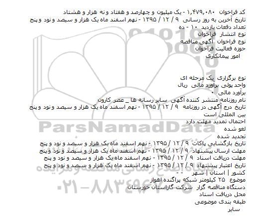مناقصه ۲۵ کیلومتر شبکه پراگنده اهواز