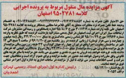 آگهی مزایده مال منقول , مزایده فروش حق امتیاز تلفن همراه