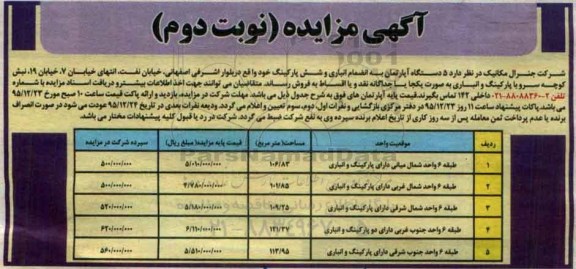 مزایده,مزایده فروش 5 دستگاه آپارتمان نوبت دوم