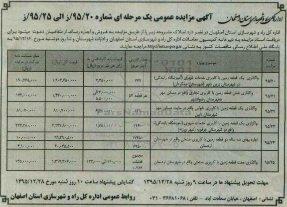 آگهی مزایده عمومی یک مرحله ای , مزایده فروش املاک