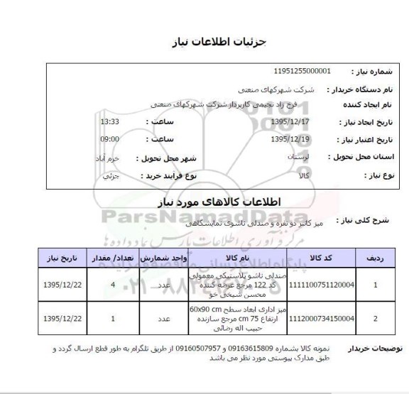 استعلام, استعلام میز کانتر دو نفره و صندلی تاشوی نمایشگاهی