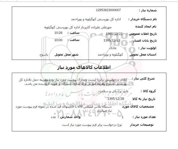 استعلام , استعلام دستگاه پلاس اپتیکس S09