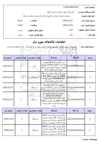 استعلام ، استعلام تجهیزات سخت افزاری کامپیوتری