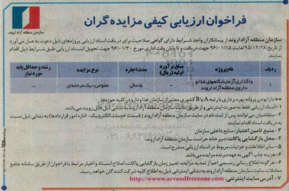فراخوان واگذاری آزمایشگاه های غذا و داروی منطقه آزاد اروند