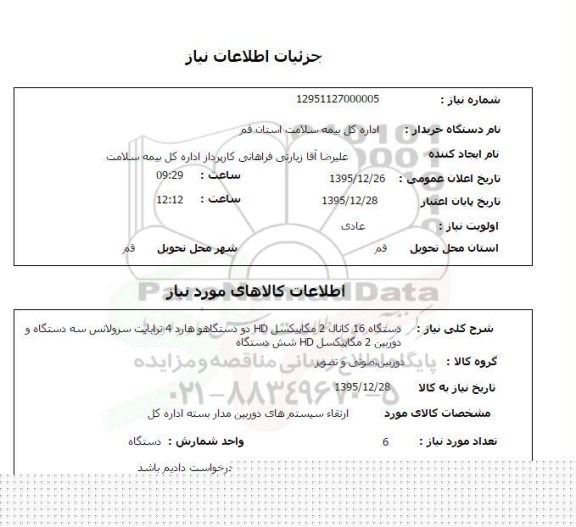 استعلام دستگاه 16 کانال 2 مگاپیکسل hd