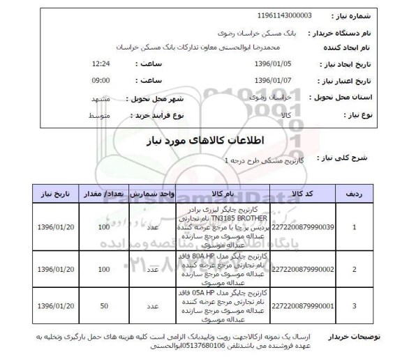 استعلام کارتریج مشکی