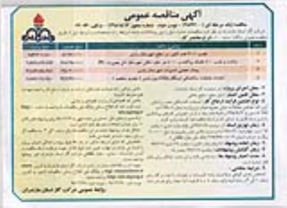 آگهی مناقصه عمومی, مناقصه نصب 2000 عدد کنتور .... نوبت دوم