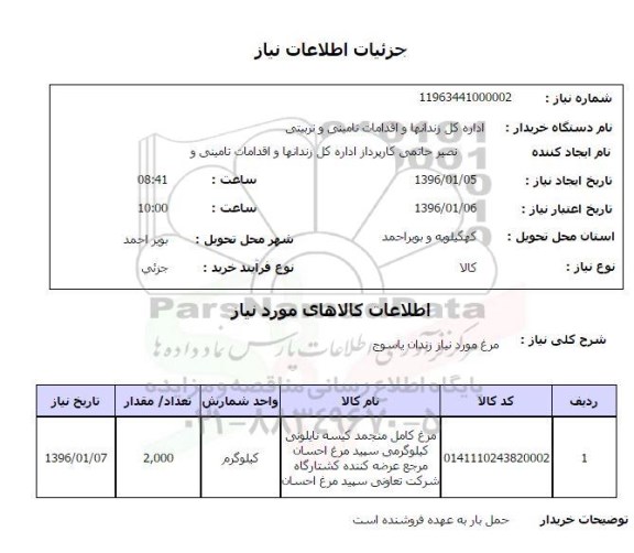 استعلام، استعلام مرغ