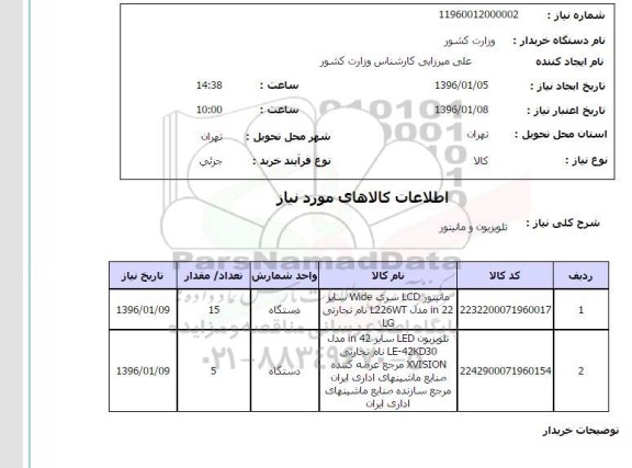 استعلام, استعلام تلویزیون و مانیتور 