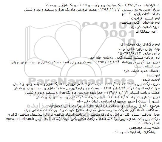 مناقصه ، مناقصه تکميل زيرسازی و آسفالت خيابانهای فاز۲