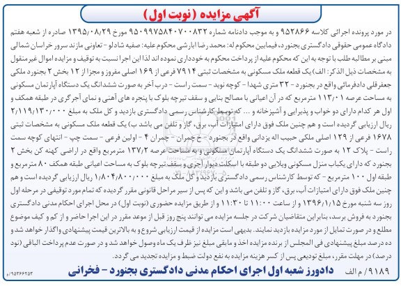 مزایده,مزایده دو قطعه ملک مسکونی 113.04 و 137.2متر