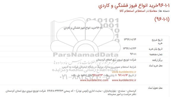 مناقصه,مناقصه خرید انواع فیوز فشنگی و کاردی