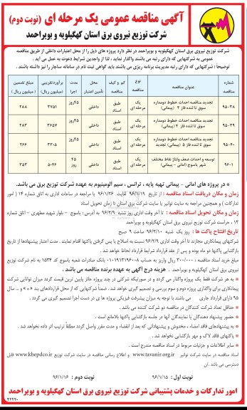 آگهی مناقصه عمومی یک مرحله ای , مناقصه احداث خطوط دو مداره سوق تا لنده فاز 3 (پیمانی)... تجدید نوبت دوم