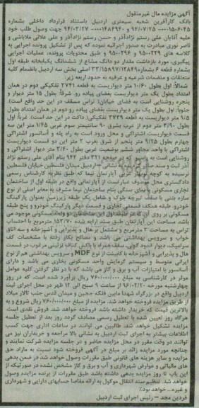 مزایده,مزایده دو دانگ مشاع از ششدانگ یکباب خانه طبقه اول