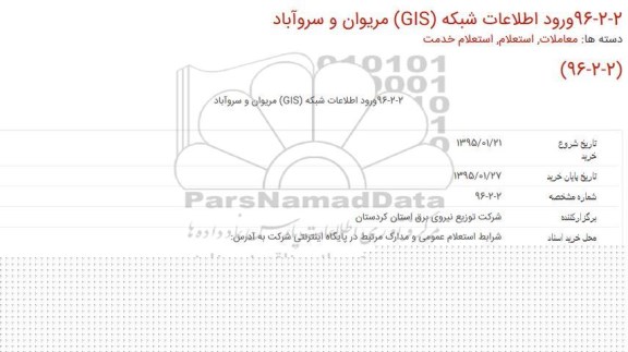 استعلام عمومی, استعلام ورود اطلاعات شبکه (GIS)