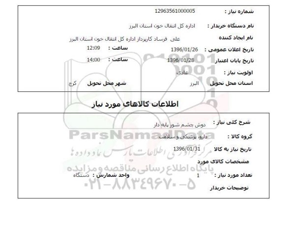 استعلام, استعلام دوش چشم شور پایه دار